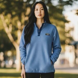 L.L. Bean Women's Blue Quarter-Button Sweatshirt